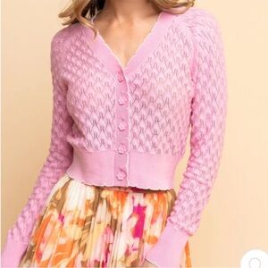 Rachel Parcell Pink Button-Up Cardigan